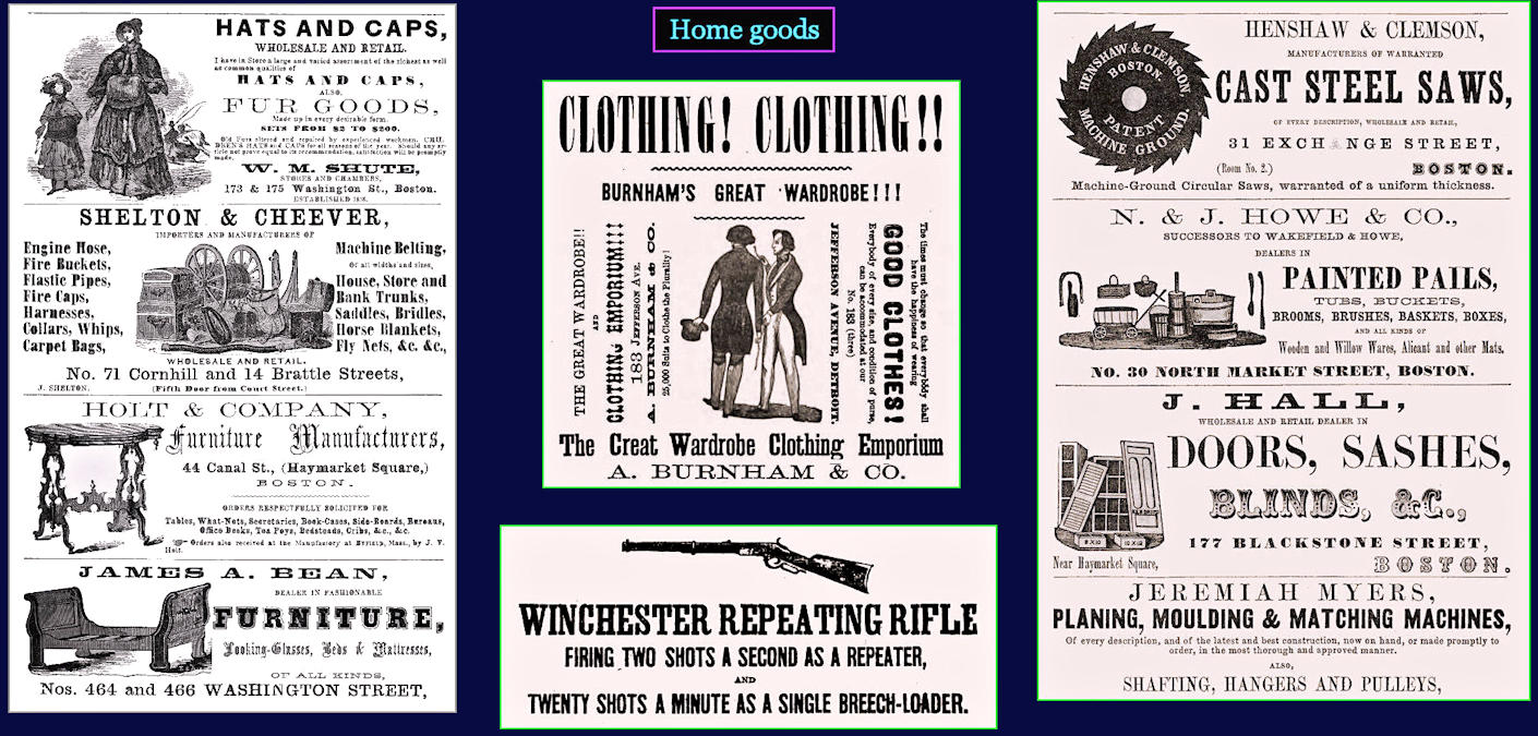 Home goods Ads, 1870